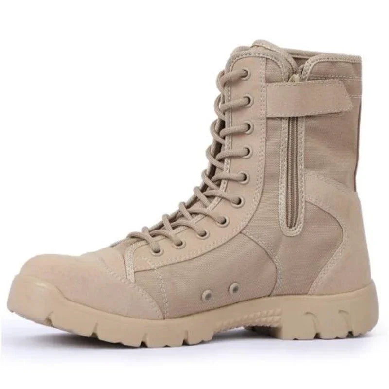 Waterproof Men Lace Up Boots Outdoor Botas Breathable Canvas Camouflage Tactical Combat Desert Ankle Shoes D139