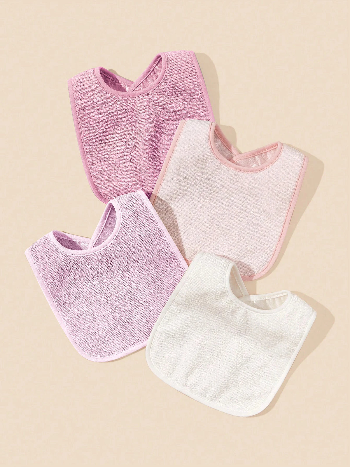 4pcs Soft And Absorbent Solid Color Button Closure Unisex Baby Bibs