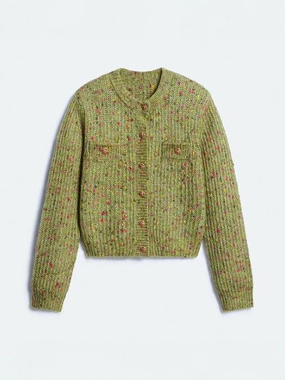 Elegant Knit Women's Short Cardigans Fashion O-neck Single Breasted Full Sleeve Female Sweater 2026 Autumn Lady Casual Knitwear