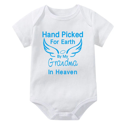 Hand Picked for Earth By My Grandpa/grandma In Heaven Baby Bodysuit Romper Summer Short Sleeve Jumpsuit Ropa