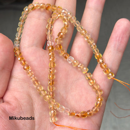 Natural Citrine Quartz 4.5mm AA Gradient Color Faceted Cube Loose Beads For Making Jewelry Bracelet Necklace DIY Wholesale