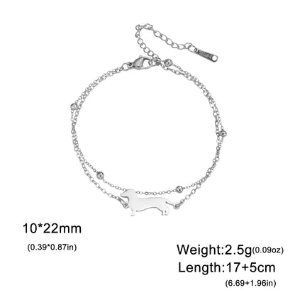 Cute Dachshund Dog Stainless Steel Bracelet for Women's Valentine's Day Commemorative Day Jewelry and Gift Wholesale