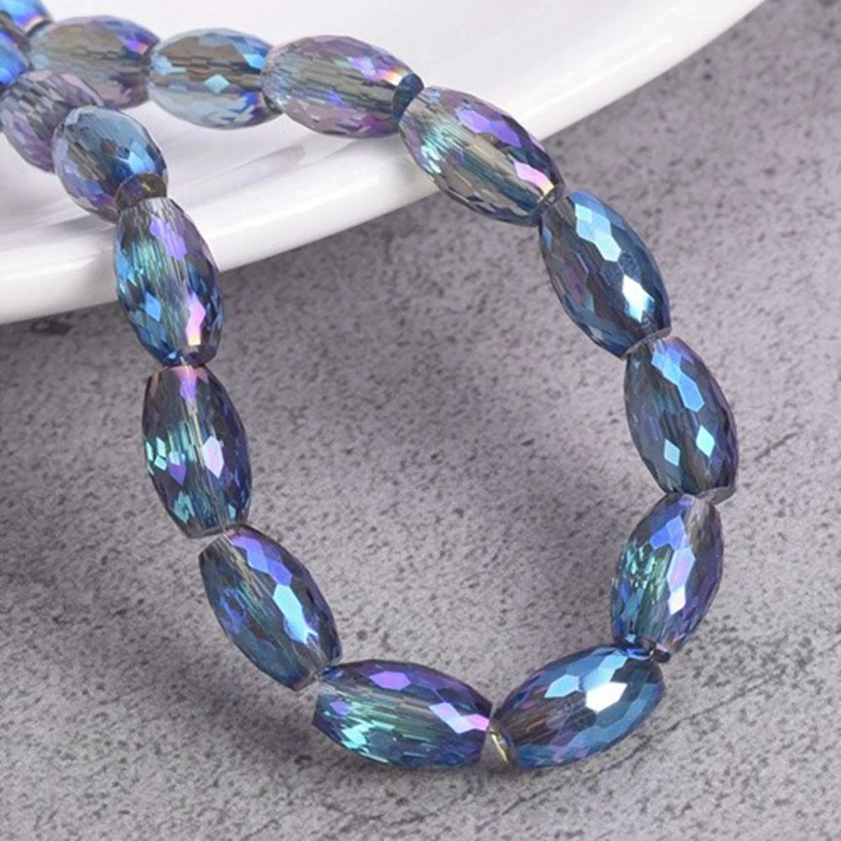 10pcs 12x8mm Oval Cylinder Faceted Cut Crystal Glass Loose Crafts Beads for Jewelry Making DIY