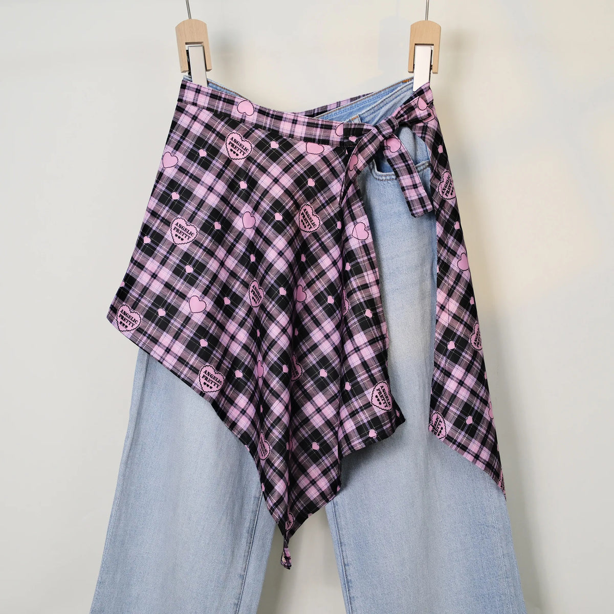 Streetwear Layering Pannier Skirt with Side Tie, Paisley Polka Dot Leopard Print Hem, Multifunctional Apron Skirt for Dresses