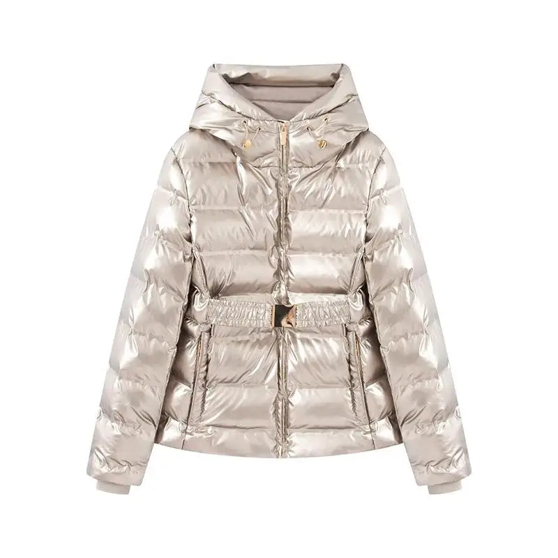 Casual Fur-Trimmed Hooded Ski Suit Women Fashion Belted Slim Full Sleeve Warm Jumpsuits Female 2026 Winter Snow Bodysuit Lady