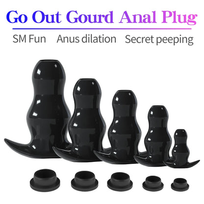 Hollow Speculum Peeking Anal Beads Butt Plug with Stopper Expander Tunnel Transparent Anus Dilation Adult Women Men Gay