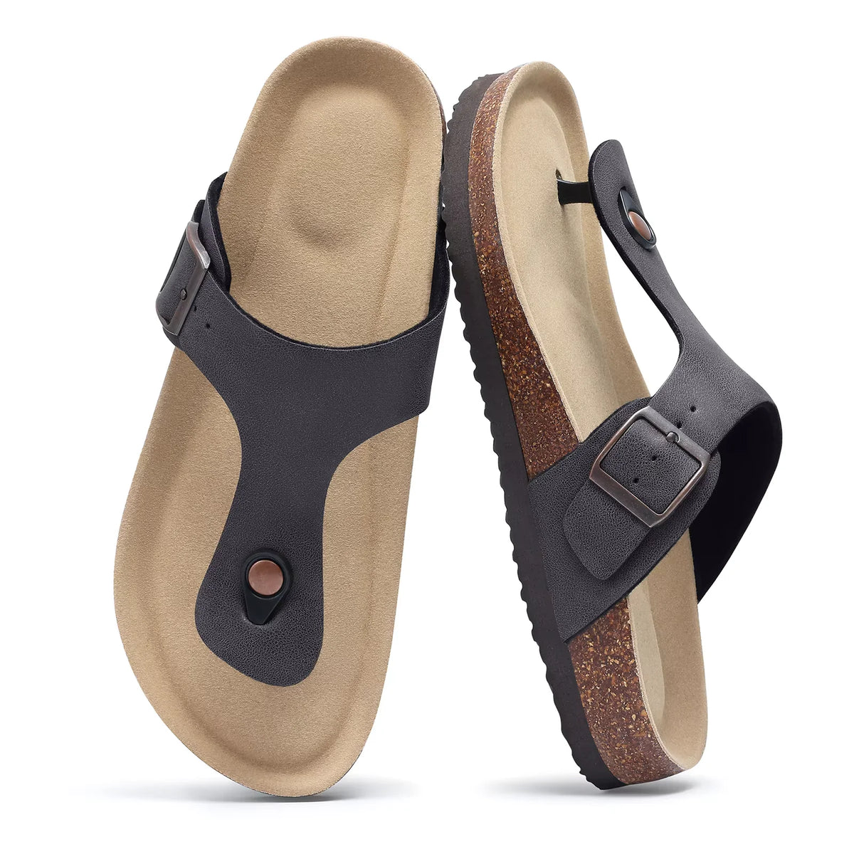 Crestar Women's Suede Clogs with Adjustable Strap Adult Fashion Cork Footbed Leather Mules New Outdoor Comfortable Potato Shoes