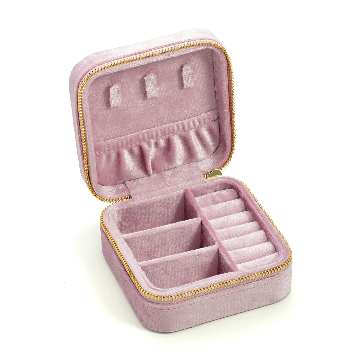 TAIMY Luxury Velvet Jewelry Box Mini Portable Travel Personalise Custom Logo Jewellery Box Square Ring Earrings Storage Case