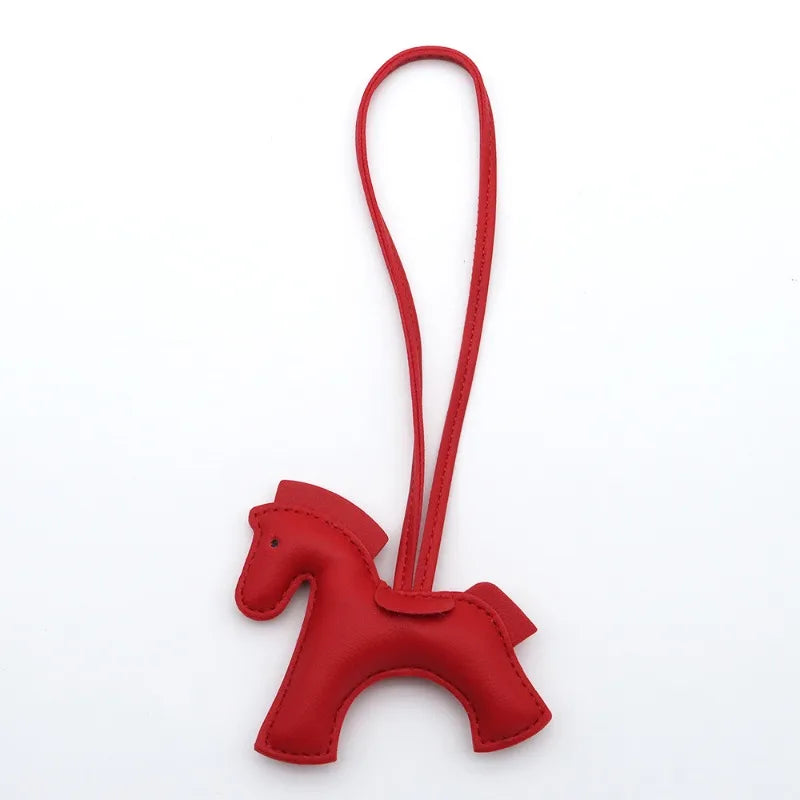 Fashion Horse Keychain All-around PU Leather Horses Embellishment for Female Car Key Chain Handbag Decoration Jewelry Gifts