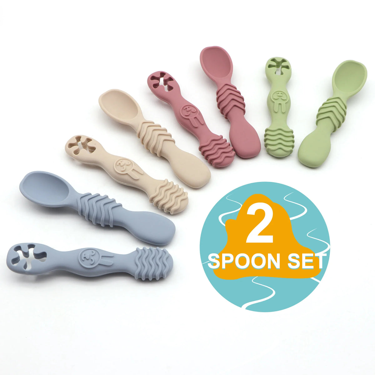Silicone Chew Spoon Set for Babies and Toddlers | BPA Free | Microwave, Dishwasher and Freezer Safe