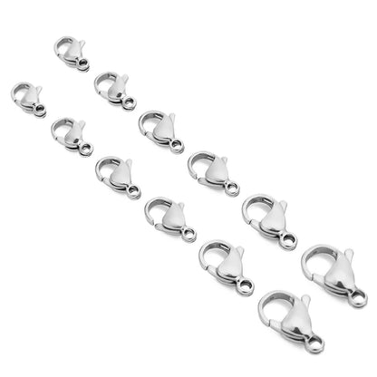 50pcs Stainless Steel Lobster Clasps Hooks for Necklace Bracelet Chains DIY Fashion Jewelry Making Findings Supplies 10mm/12mm