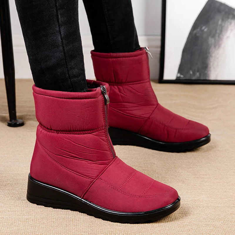 New Platform Waterproof Snow Boots Women 2025 Winter Thick Plush Ankle Boots Woman Non Slip Warm Cotton Padded Shoes Ladies