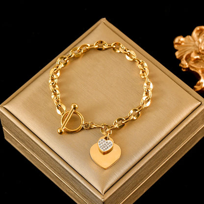 EILIECK 316L Stainless Steel Gold Color Starfish Moon Star Charm Bracelet For Women New Trendy Wrist Chain Jewelry Gift Party