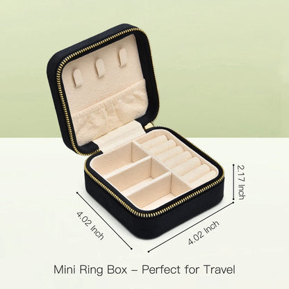 TAIMY Luxury Velvet Jewelry Box Mini Portable Travel Personalise Custom Logo Jewellery Box Square Ring Earrings Storage Case