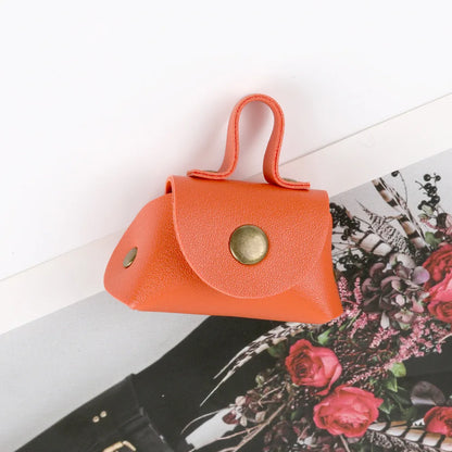 LATS Retro Cute Small Leather Bag Long Necklace for Women Fashion Sweater Chain Neck Hanging Jewelry Versatile Accessory Gift
