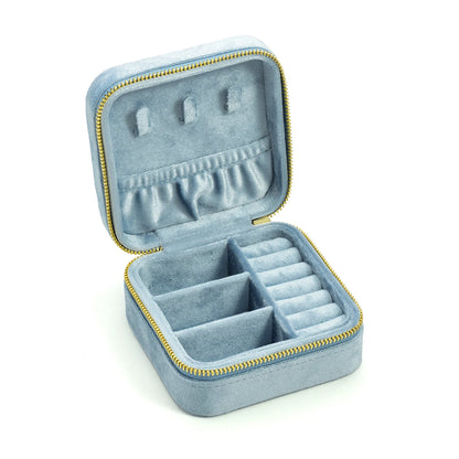 TAIMY Luxury Velvet Jewelry Box Mini Portable Travel Personalise Custom Logo Jewellery Box Square Ring Earrings Storage Case