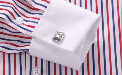 Quality Men Casual Slim Fit Shirt Mens Long Sleeve Business Dress Shirts French Cufflinks Shirt Male Striped Shirt