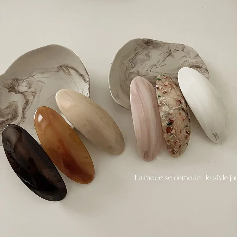1Pc Acetic Acid Hair Clips Spring Clip for Girls French Large Hairpin Headwear Glossy Elliptical Hairpin Korean Hair Accessories