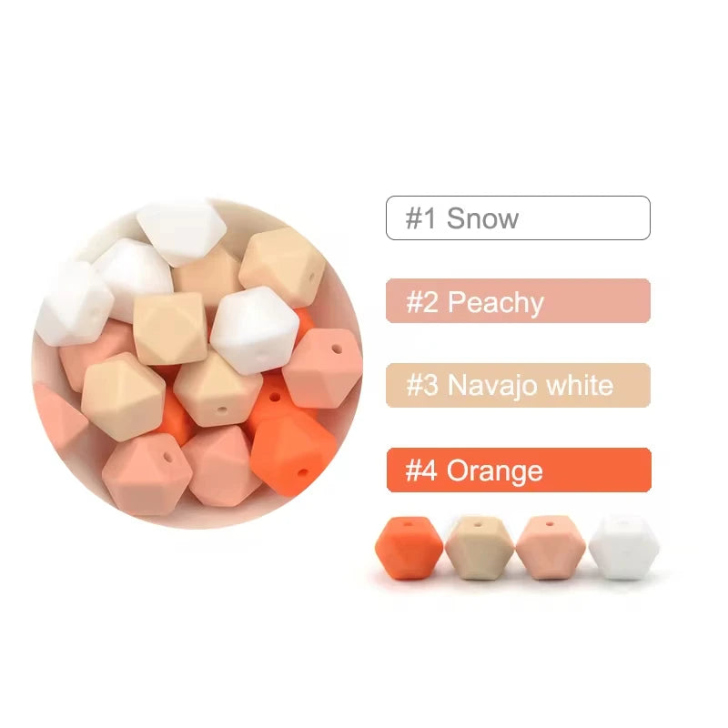 LOFCA 10pcs 14mm/ 17mm Hexagon Silicone Beads  For Jewelry Making Bulk DIY Necklace Pacifier Chain  Popular Jewelry Accessories