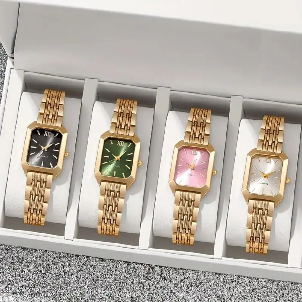 Fashion Stainless Steel Quartz Watches Folding buckle Square Women Wristwatch Business Luxury Gift Strap Watch Student