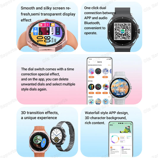+7pcs Straps Smart Watch 1.52'' AMOLED Screen 3D Menu Heart Rate 5 ATM Waterproof GPS Phone Calls Smartwatch Man Women New Ht30