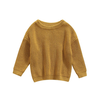 Autumn Winter Newborn Baby Girl Boy Knitted Long Sleeve Sweater Solid Loose Pullover Casual Tops Children Sweater Kids Clothes