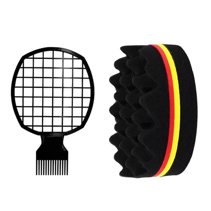 2pcs Afro Twist Hair Comb Sponge for Men and Women's Curly Hair Sponge Brush for Hairdressers and Personal Curly Hair Styling