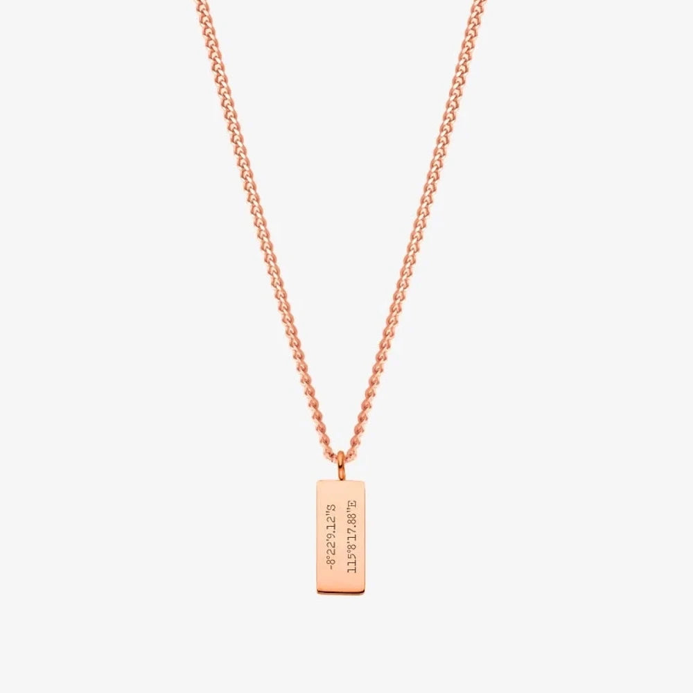 Custom Minimal Bar Name Necklace Engraved Text Pendant Couples Jewelry Gift Personalized Stainless Steel Jewelry For Women Men