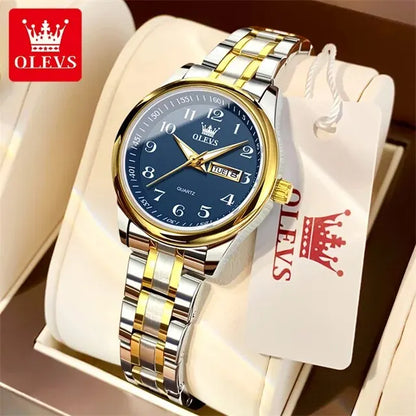 OLEVS 5567 Best Seller Women's Watches Simple Steel Strap Waterproof Luminous Date Week Original Quartz Wristwatches for Woman