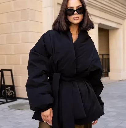 Women's Tie-Waist Padded Coat in Style Options