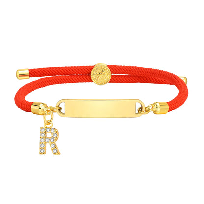 Custom Initial Letter Name Bracelet for Little Girl Boy, Personalised Birththday Gift, Red Thread Rope Bracelet Adjustable