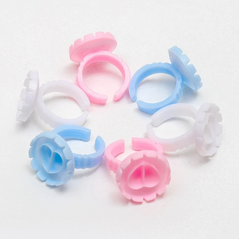 Wholesale100Pcs  Tools Lash Disposable Container Tattoo Pigment Eyelash Extension Cup Rings Holder Eyelash Glue Fan Supplies
