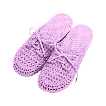 Lace Up Slippers Women Flat Sandals Summer Vacation Beach Shoes Daily Home Non Slip Soft Slippers Ladies Sandalias Mujer