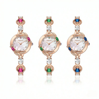 Vintage Small Dial Fish Design Women's Watch Luxury Waterproof Quartz Diamond Bracelet Gemstone Strap Fashion Daily Party Gift