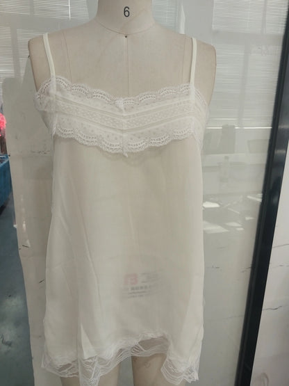 Chic Lace Trim See Through Sling Dress Women Sexy Waist Cinched Slim Fit Sleeveless Vestidos 2026 Lady Daily Party Short Gowns