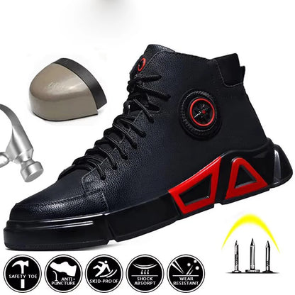 Winter Boots Safety Shoes Men High Quality Leather Shoes Indestructible Work Shoes Safety Steel Toe Shoes Plush Warm Men Boots 9