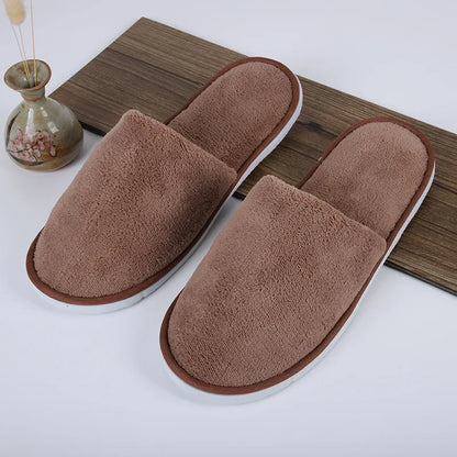 5 Pairs/Lot Winter Cotton Slippers Men Women Disposable Hotel Slippers Home Plush Slides Travel SPA Hospitality Guest Footwear