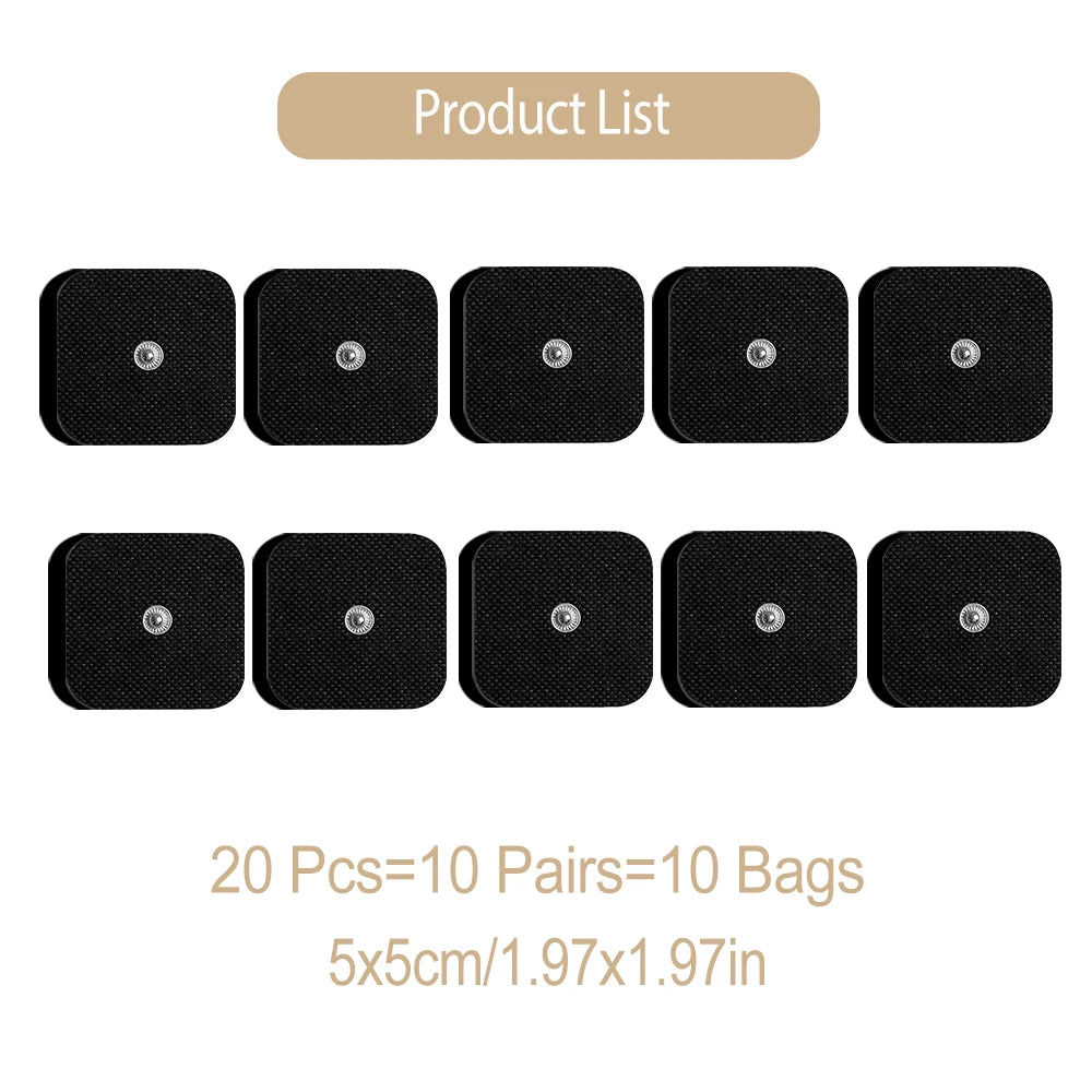 5*5cm Electrode Pads White Black Tens Machine Reusable EMS Acupuncture Body Muscle Massager Sticker Accessories Adhesive Patch