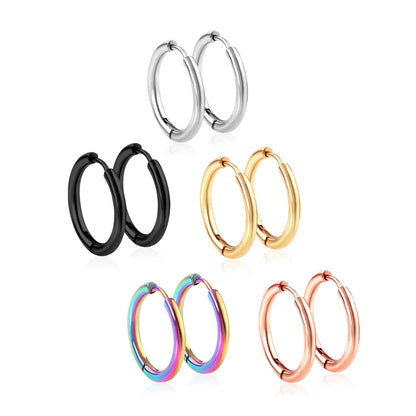 LUXUSTEEL Simple Rectangle U-Shaped Round Cirlcle Hoop Earrings For Women 12/14/16MM Anti-allergy Earrings