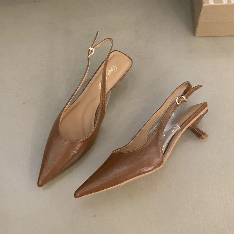 Women's Pointed-Toe Low-Heel Slingbacks in Style Options
