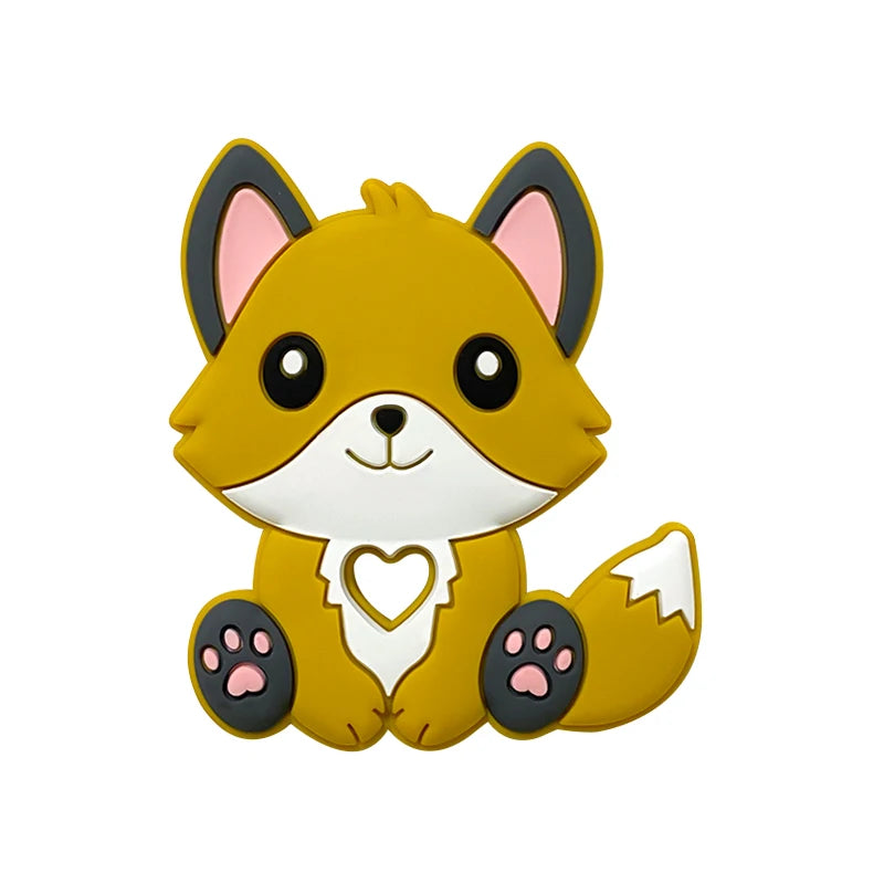 1/3/10pcs New Silicone Teether Cartoon  Squirrel Head Animal Food Grade DIY Baby Teething Teether Toy Accessories Ring