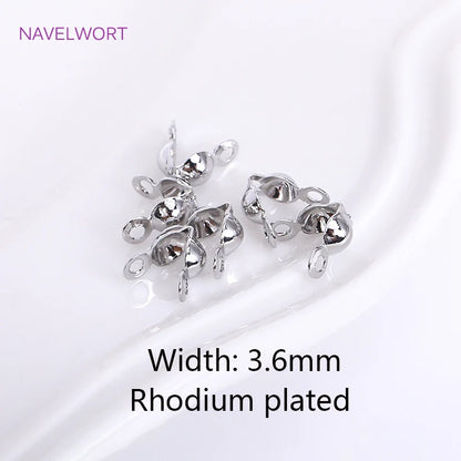 18K Gold Plated Brass 3.6mm Double-Cup Bead Tip with Two Rings,Calotte Crimp Beads For Jewelry Making Findings DIY Accessories