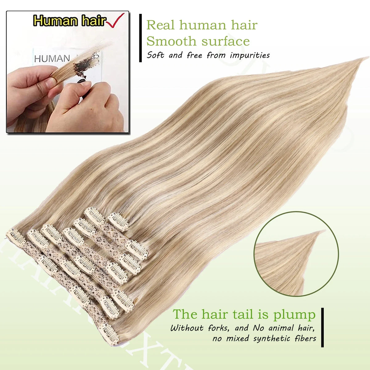 Natural Black Straight Human Hair Extensions Set of 7 PU Clip-In Invisible Wefts 116g Lightweight for Women Hairdressing
