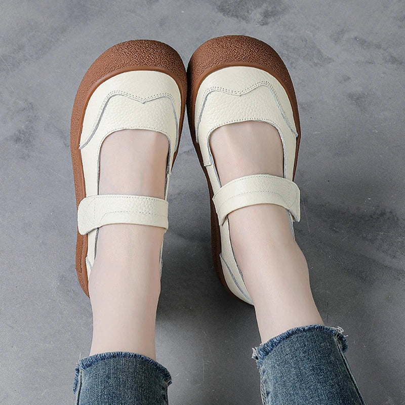 Lace Up Genuine Leather Shoes New Women's Soft Moccasins Woman Convertible Wide Fit Loafers Mom Oxfords Flats Ladies Flat Shoes