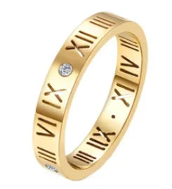 Personality Round Beads Ring Band Small Clear Crystal Zircon Waterproof Stainless Steel Gold Rings Simple Granular Fine Jewelry