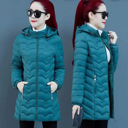 Winter Down Cotton Jacket Thick Warm Parkas Women Hooded Coat Long Sleeve Casual Overcoat Cotton-padded Jacket Female Outerwear