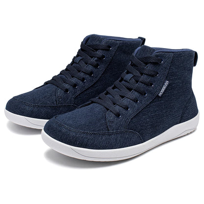 HOBIBEAR Mid-Top Barefoot Shoes Unisex Wide Toe Box Canvas Sneakes Zero Drop Lace Up Outdoor Walking Shoes
