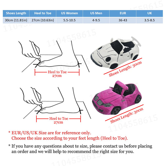 10 COLORS Vehicle Shape Plush Slippers Women Men Cartoon Car Warm Soft House Shoes Birthday Party Indoor Slipper