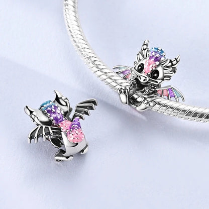 MULA 925 Sterling Silver Dinosaur Charms Pendant Beads Fit Original Pan Snake Chain Bracelet DIY For Women Jewelry Gift