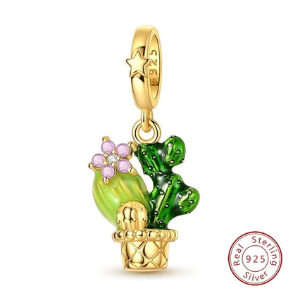 Hot Sales 925 Sterling Silver Golden Series Charms Leopard Little Bear Starfish Bow Bead Fit Original Bracelet DIY Women Jewelry